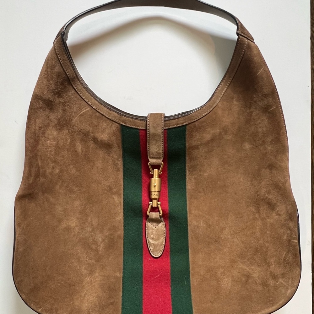 Gucci 
Suede Cudu Web Large Jackie Hobo Marron Glace